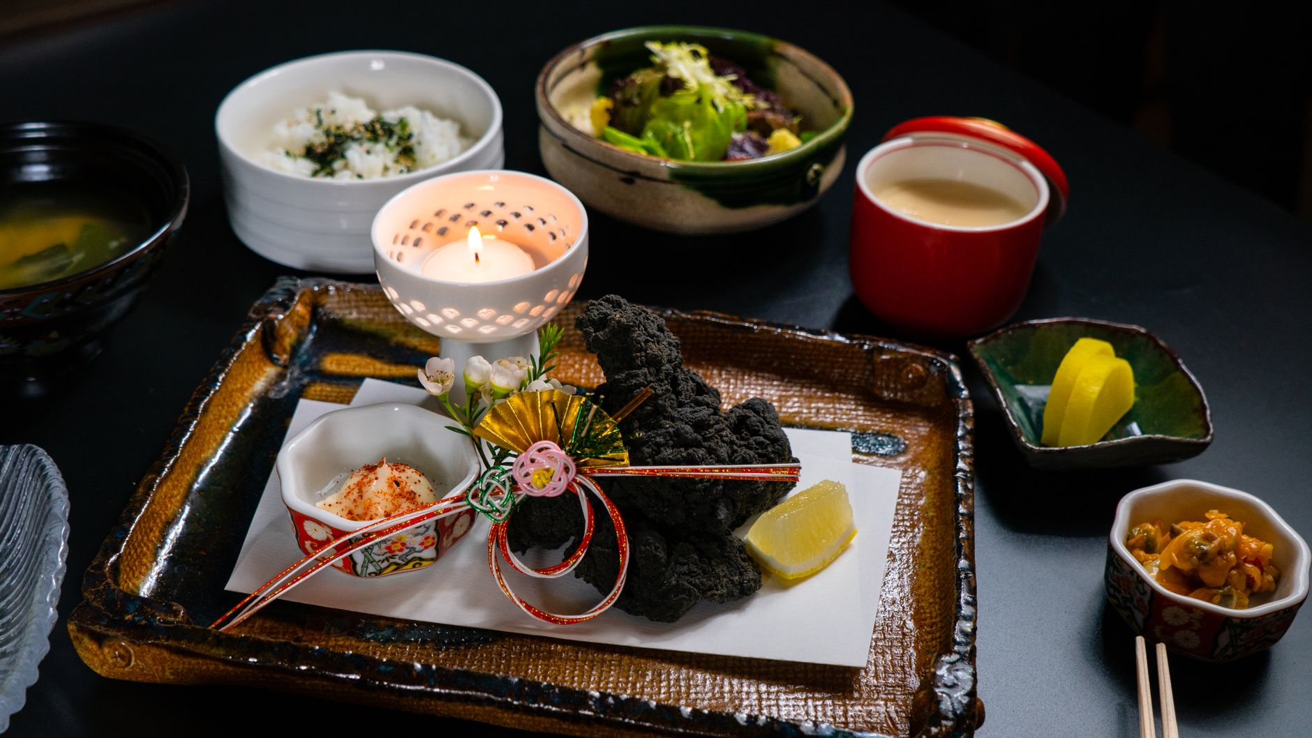 Kyoto Kaiseki Table Setting with Ceramic Ware